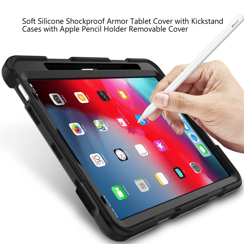 Dual-Color Splicing Shockproof PC + Silicone Protector with Kickstand for iPad Air (2020) - Black/Black-5