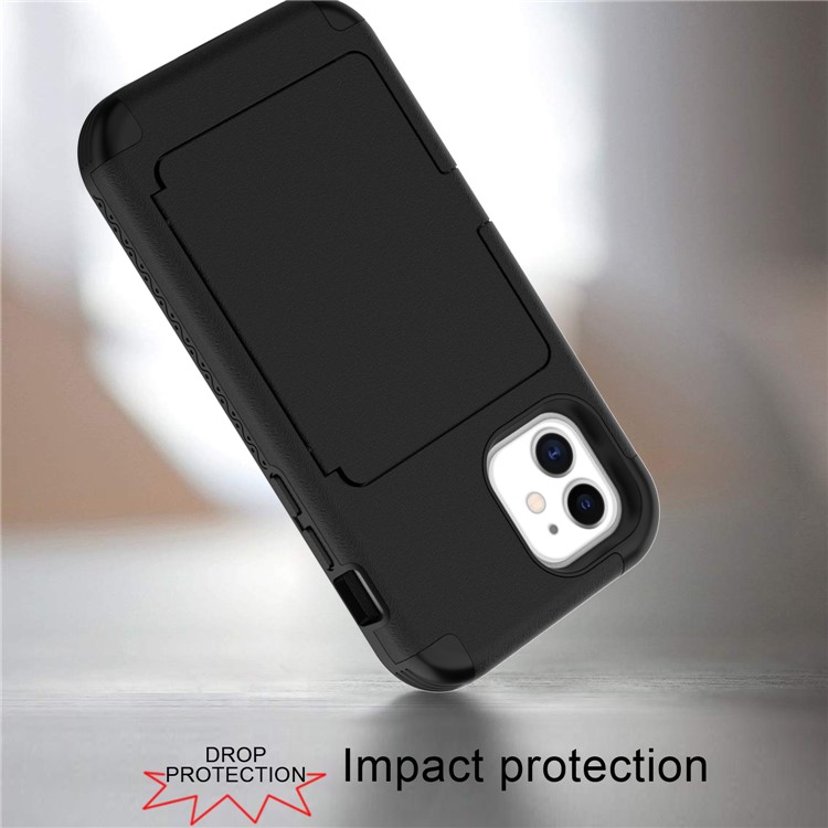 Acrylic Card Holder and Hidden Mirror Shockproof Protective Cover for iPhone 12 Pro Max - Black-5
