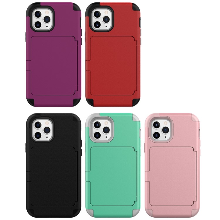 Acrylic Card Holder and Hidden Mirror Shockproof Protective Cover for iPhone 12 Pro Max - Black-6