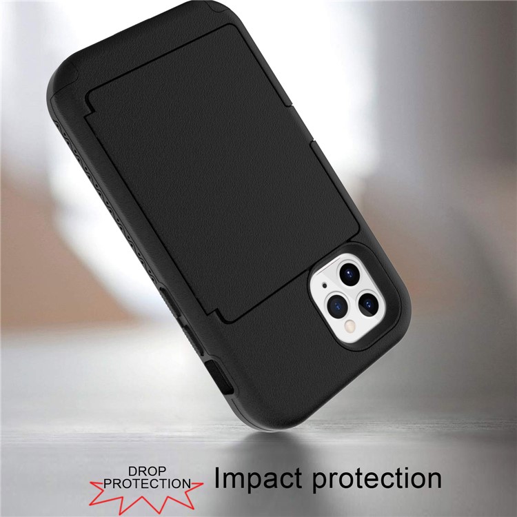 Acrylic + PC+TPU Protective Cover with Card Holder and Hidden Mirror for iPhone 12/12 Pro - Black-4