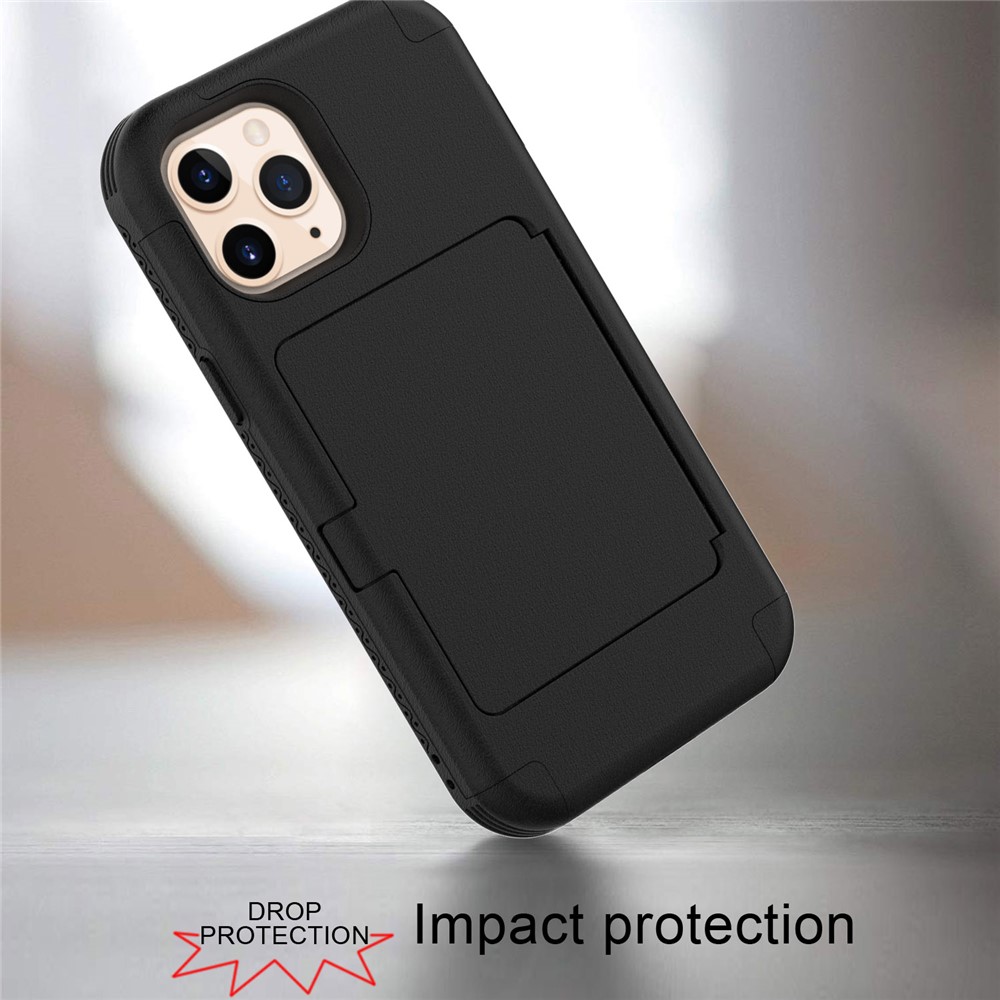 Shockproof PC+TPU Protective Cover with Card Holder and Hidden Mirror for iPhone 12 Pro Max - Black-5