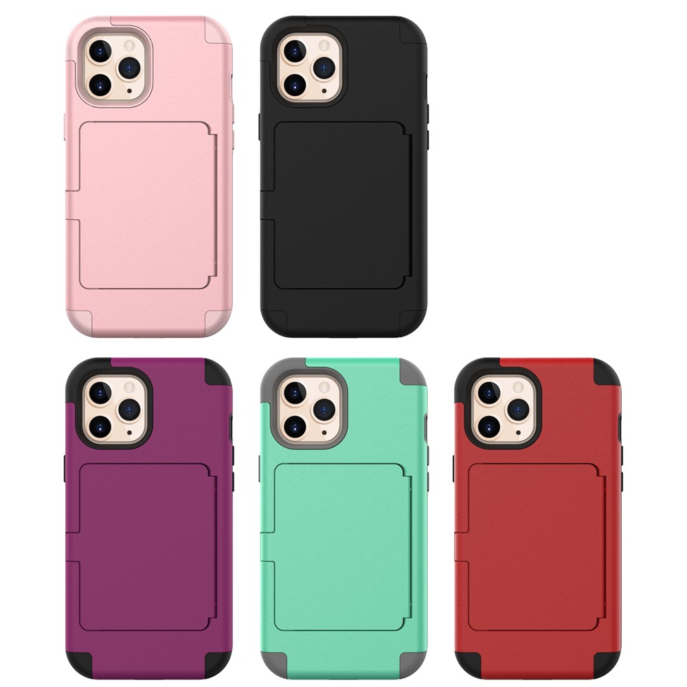 Shockproof PC+TPU Protective Cover with Card Holder and Hidden Mirror for iPhone 12 Pro Max - Black-6