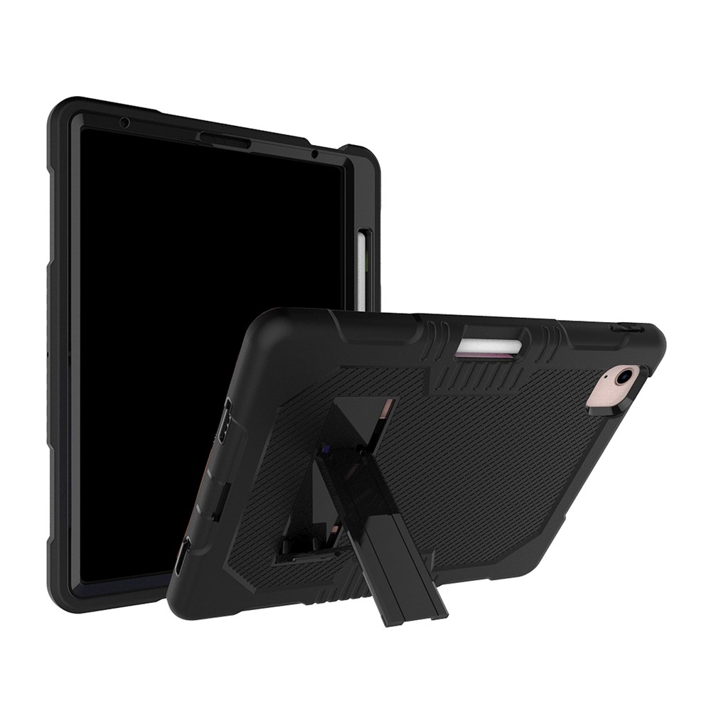 Shockproof PC + TPU + Silicone Protector for iPad Air (2020) - Black/Black-1