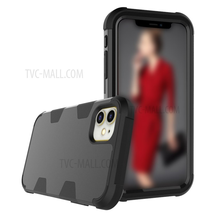 Shockproof Anti-dust PC Silicone Hybrid Shell for iPhone 12/12 Pro Case - Black-2