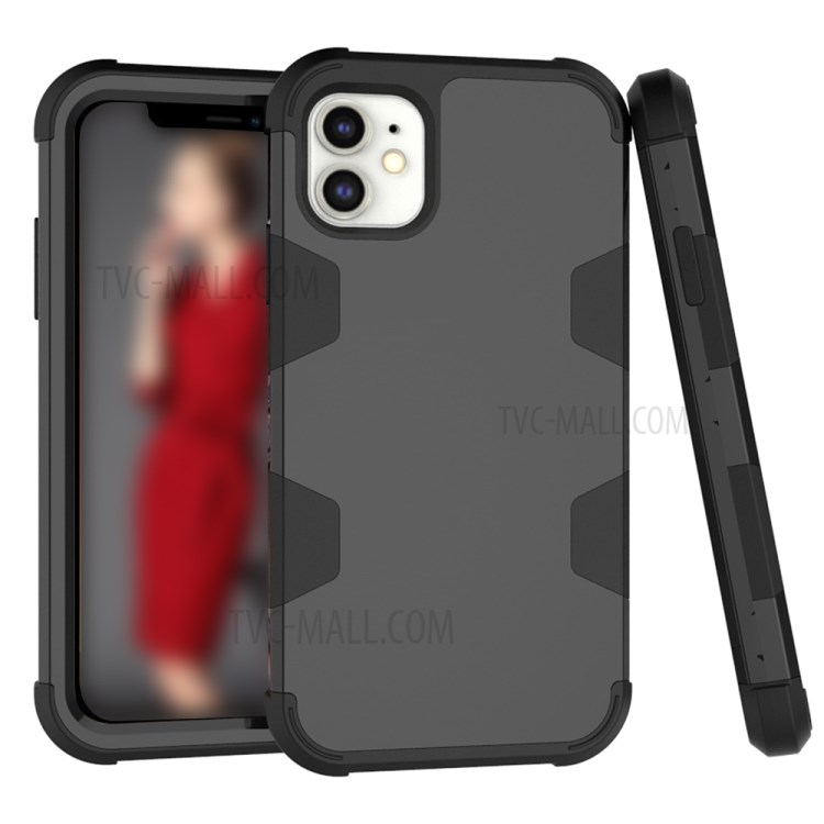 Shockproof Anti-dust PC Silicone Hybrid Shell for iPhone 12/12 Pro Case - Black-3