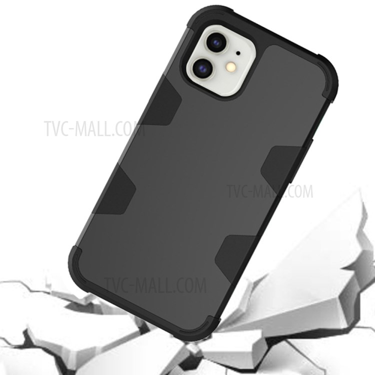Shockproof Anti-dust PC Silicone Hybrid Shell for iPhone 12/12 Pro Case - Black-6