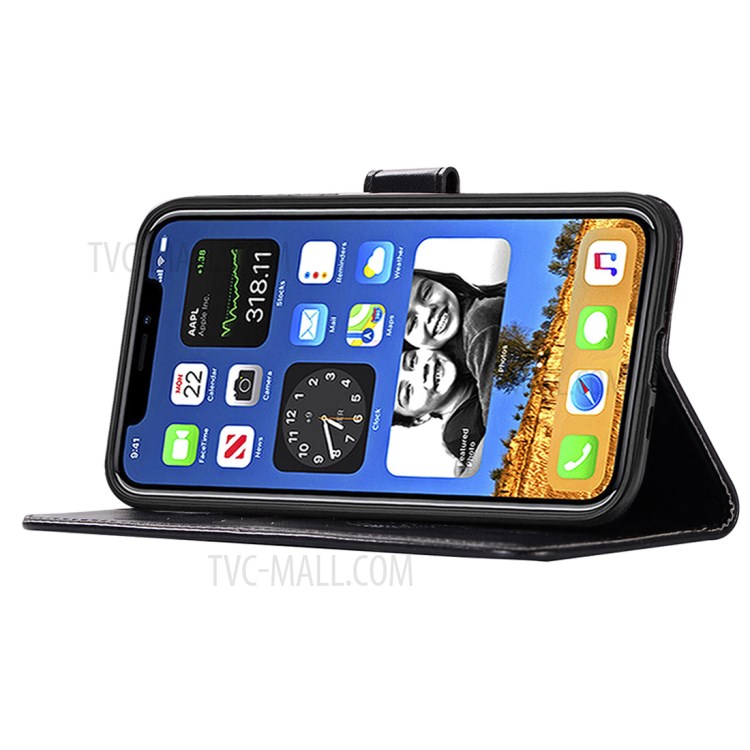 Imprinted Dream Catcher Owl Wallet Leather Cover for iPhone 12 mini 5.4 inch - Black-8