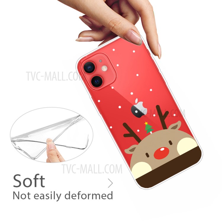 Christmas Style Pattern Printing TPU Phone Case for iPhone 12 Mini - Brown Elk-3