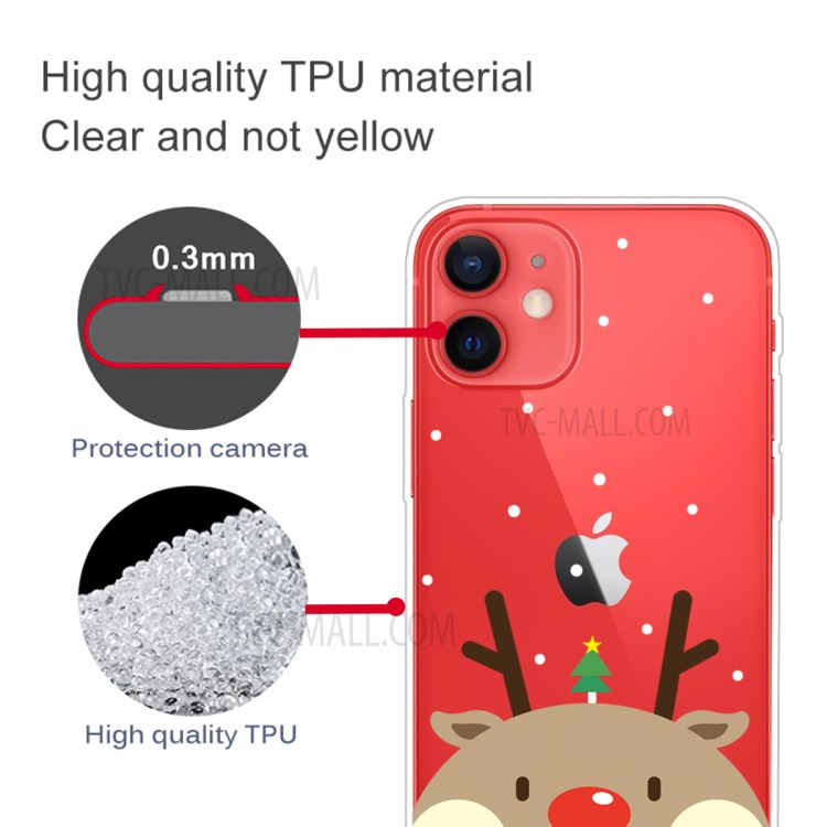 Christmas Style Pattern Printing TPU Phone Case for iPhone 12 Mini - Brown Elk-4