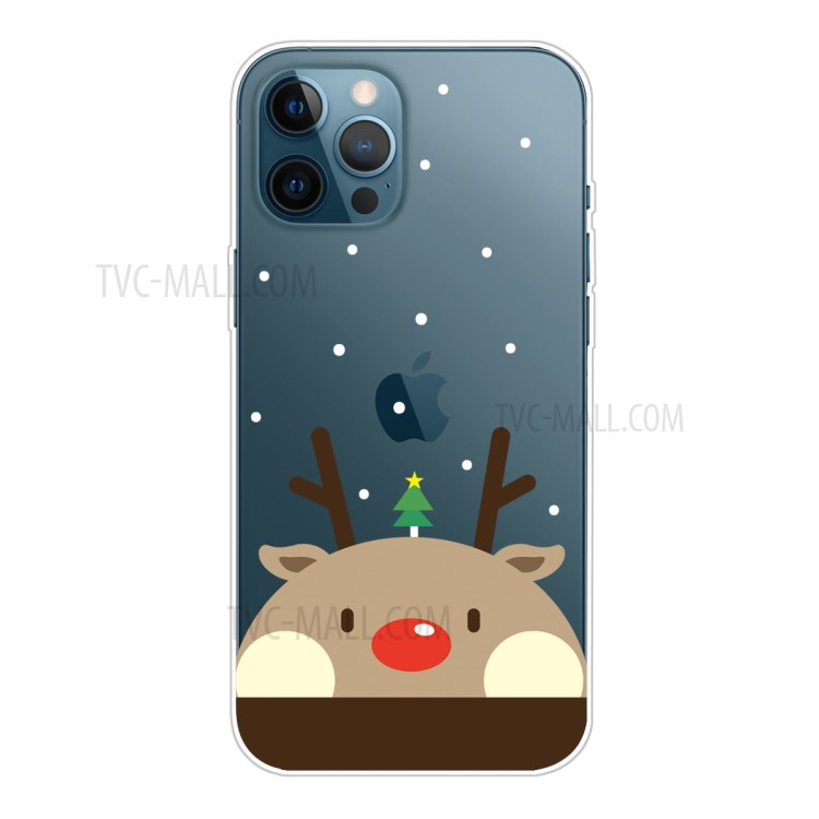 Christmas Pattern Printing TPU Back Case for iPhone 12 Pro Max - Cute Elk-1