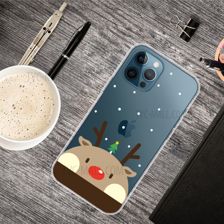 Christmas Pattern Printing TPU Back Case for iPhone 12 Pro Max - Cute Elk-2