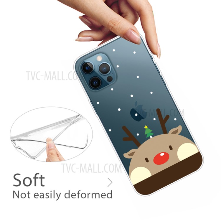 Christmas Pattern Printing TPU Back Case for iPhone 12 Pro Max - Cute Elk-3