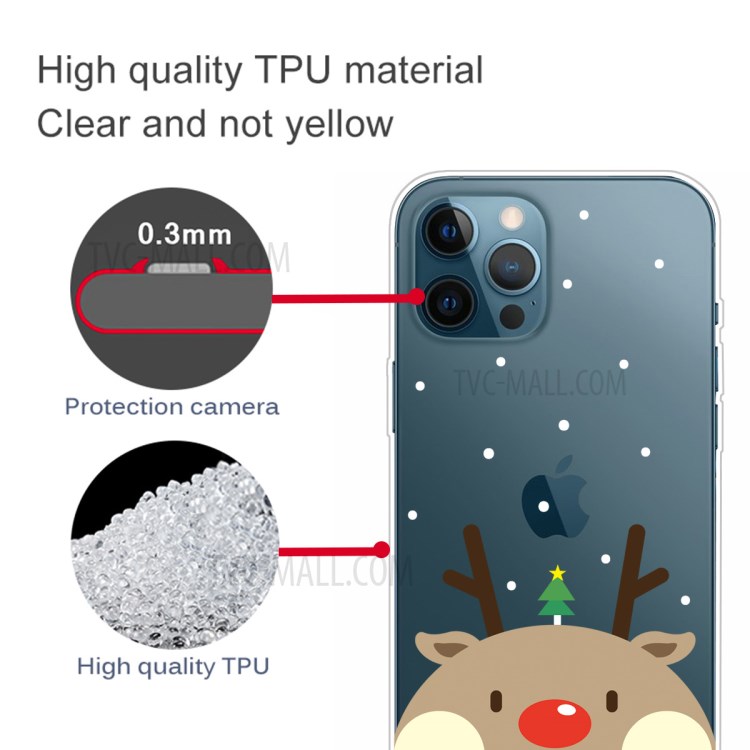 Christmas Pattern Printing TPU Back Case for iPhone 12 Pro Max - Cute Elk-4