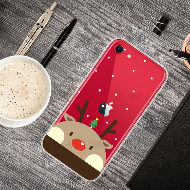 Christmas Style Pattern Printing TPU Phone Cover for iPhone SE (2nd Generation)/8/7 - Cute Elk-2