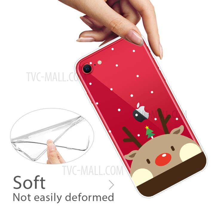 Christmas Style Pattern Printing TPU Phone Cover for iPhone SE (2nd Generation)/8/7 - Cute Elk-3