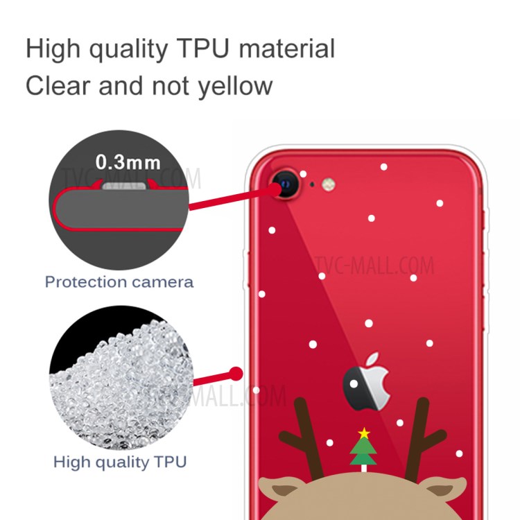 Christmas Style Pattern Printing TPU Phone Cover for iPhone SE (2nd Generation)/8/7 - Cute Elk-4