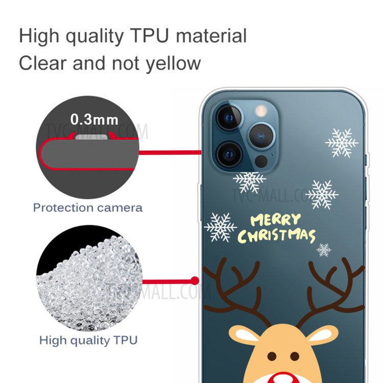 IMD Christmas Pattern + TPU Cell Phone Case for iPhone 12 Pro Max - Polar Bear with Scarf-4
