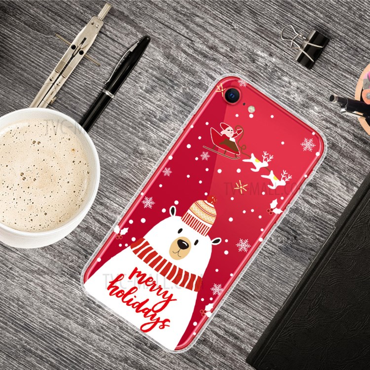 Christmas Style Pattern Printing TPU Phone Case for iPhone 7/8/SE (2nd Generation) - Polar Bear with Scarf-2