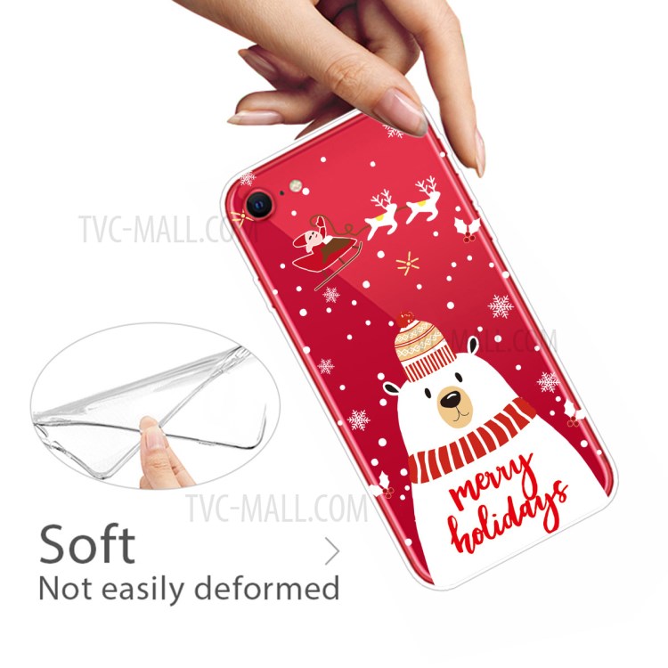 Christmas Style Pattern Printing TPU Phone Case for iPhone 7/8/SE (2nd Generation) - Polar Bear with Scarf-3
