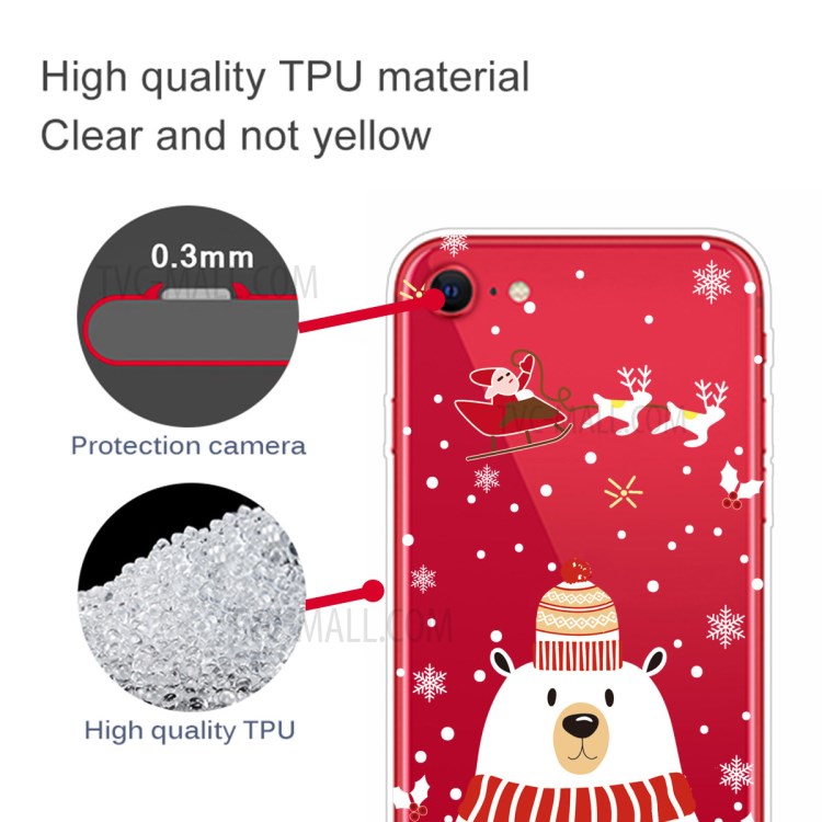 Christmas Style Pattern Printing TPU Phone Case for iPhone 7/8/SE (2nd Generation) - Polar Bear with Scarf-4