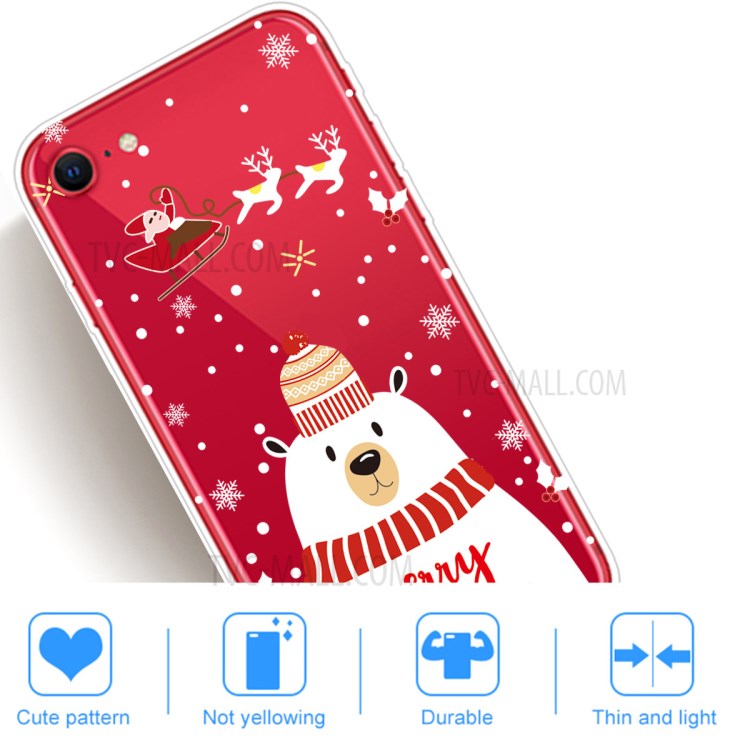 Christmas Style Pattern Printing TPU Phone Case for iPhone 7/8/SE (2nd Generation) - Polar Bear with Scarf-5