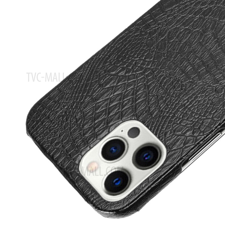 Crocodile Texture PU Leather Coated Plastic Phone Case for iPhone 12 Pro Max - Black-4