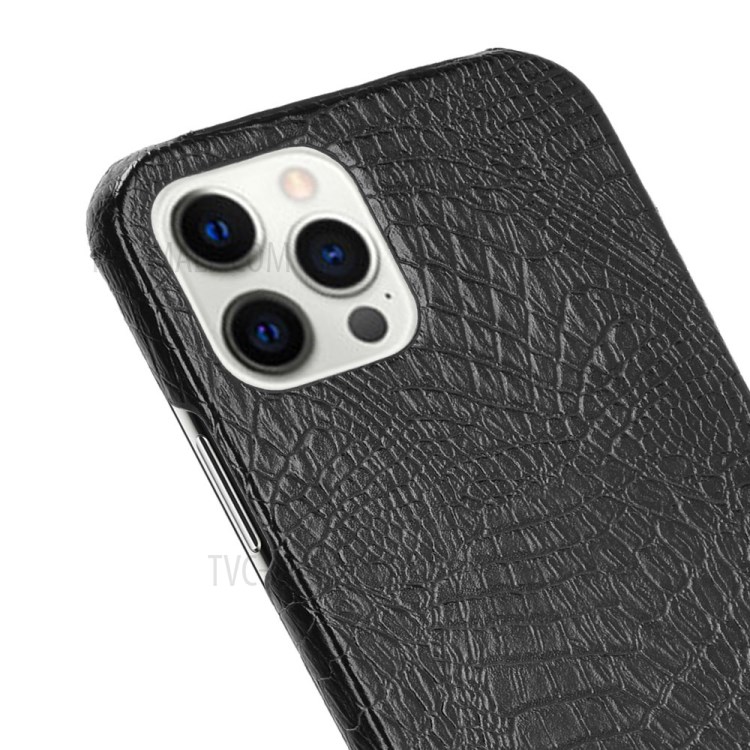 Crocodile Texture PU Leather Coated Plastic Phone Case for iPhone 12 Pro Max - Black-5