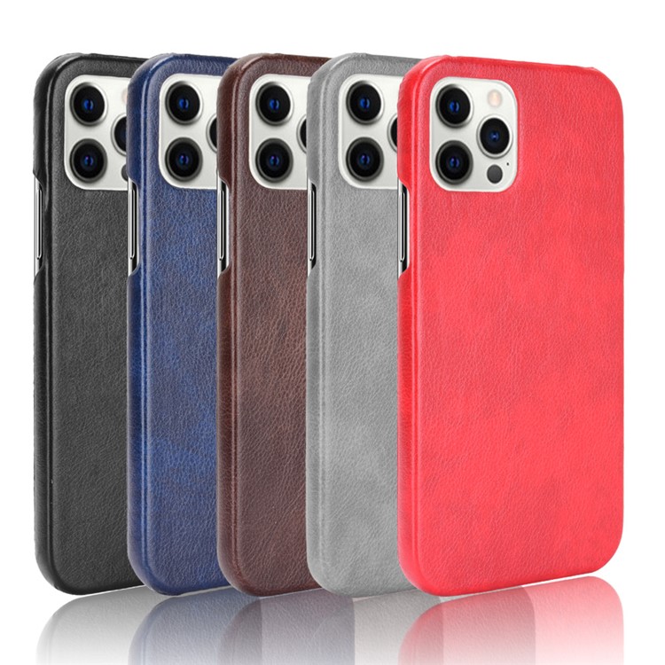 Litchi Skin Leather Coated PC Phone Shell for iPhone 12 Pro / iPhone 12 - Black-5