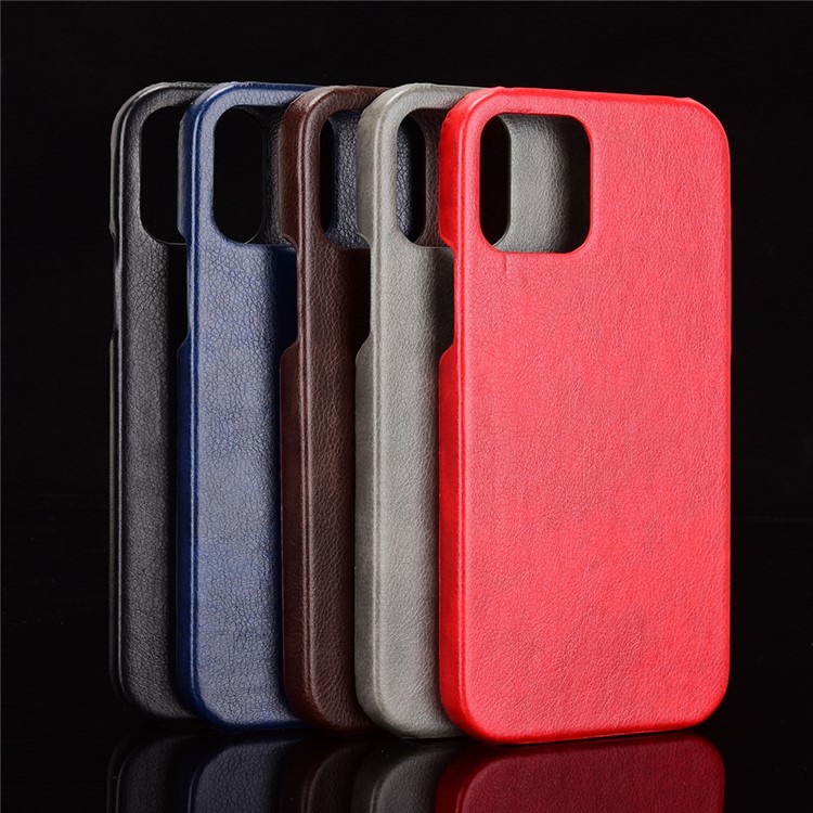 Litchi Skin Leather Coated PC Phone Shell for iPhone 12 Pro / iPhone 12 - Black-6