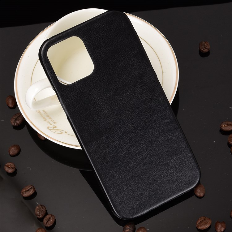 Litchi Skin Leather Coated PC Phone Shell for iPhone 12 Pro / iPhone 12 - Black-7