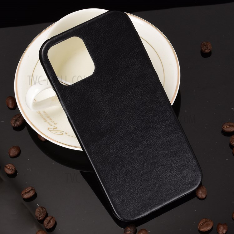 Litchi Skin Leather Coated PC Phone Shell for iPhone 12 Pro Max - Black-6