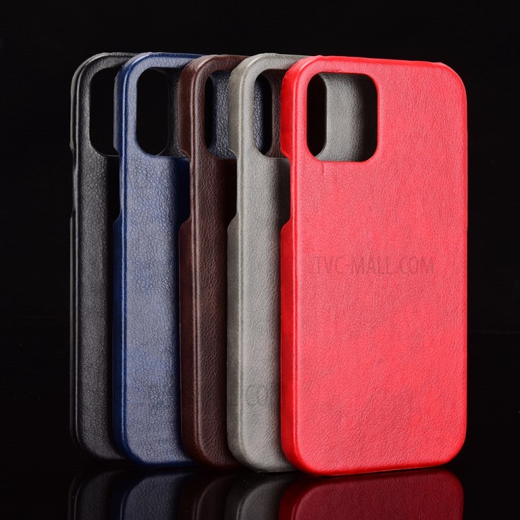 Litchi Skin Leather Coated PC Phone Shell for iPhone 12 Pro Max - Black-7