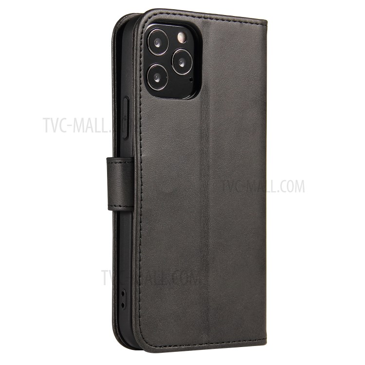 Skin-Touched Magnetic Buckle Wallet Leather Phone Case for iPhone 12/12 Pro - Black-2