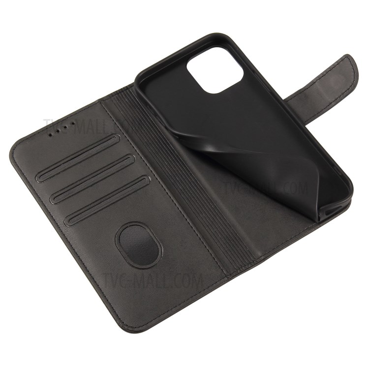 Skin-Touched Magnetic Buckle Wallet Leather Phone Case for iPhone 12/12 Pro - Black-7