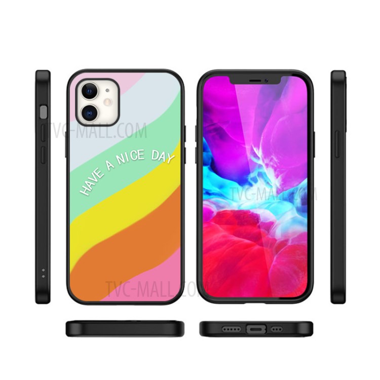 NXE Colorful Series TPU Rainbow Pattern Phone Case for iPhone 12/12 Pro - Pink-2