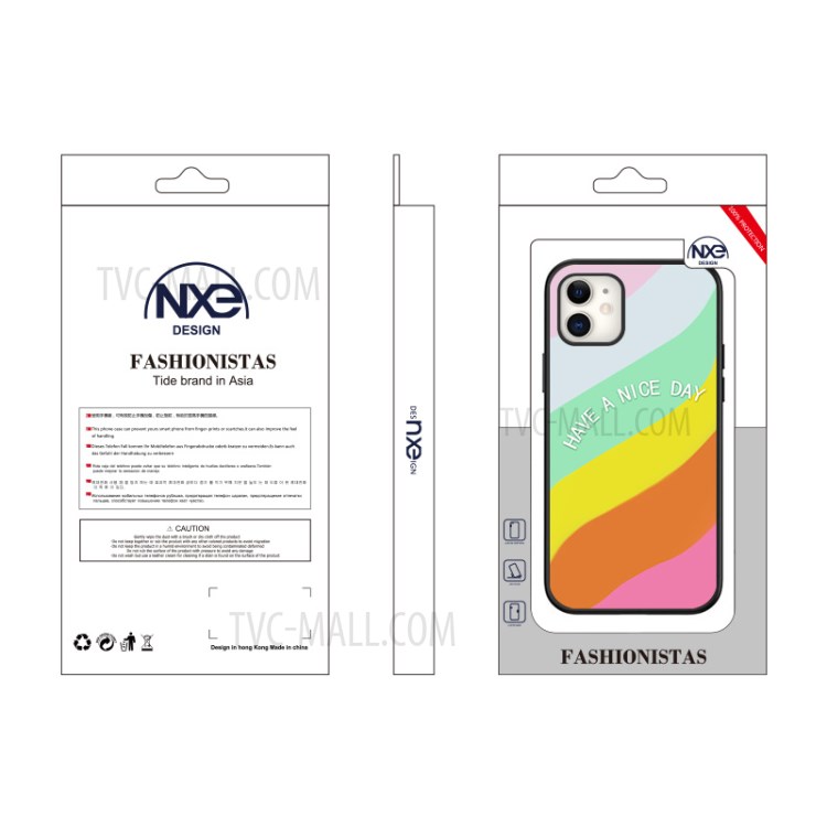 NXE Colorful Series TPU Rainbow Pattern Phone Case for iPhone 12/12 Pro - Pink-5
