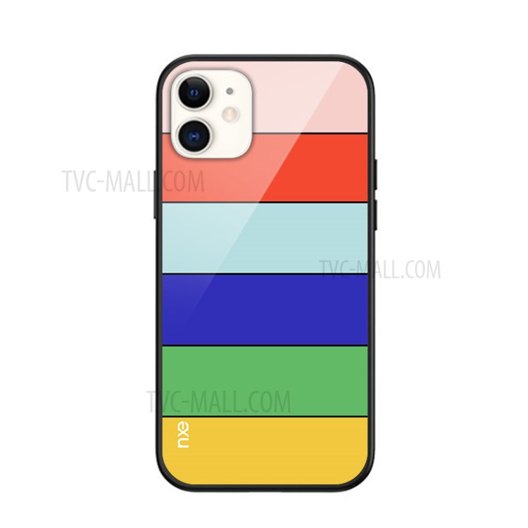 NXE Rainbow Series TPU + Tempered Glass Rainbow Pattern Phone Protector for iPhone 12 mini - Yellow-1