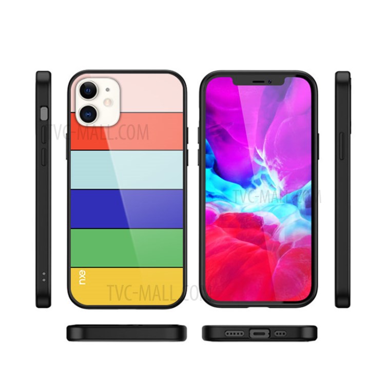 NXE Rainbow Series TPU + Tempered Glass Rainbow Pattern Phone Protector for iPhone 12 mini - Yellow-2