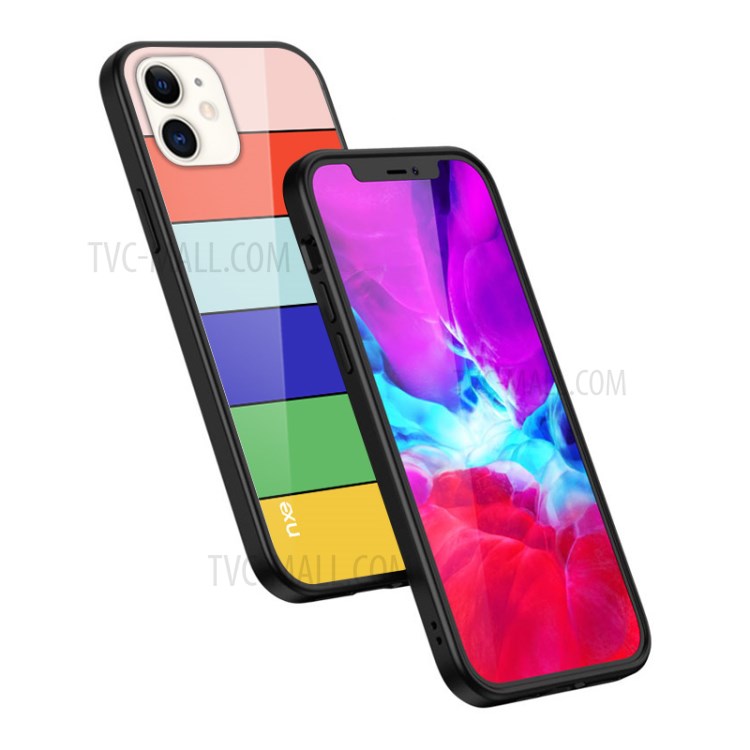 NXE Rainbow Series TPU + Tempered Glass Rainbow Pattern Phone Protector for iPhone 12 mini - Yellow-3