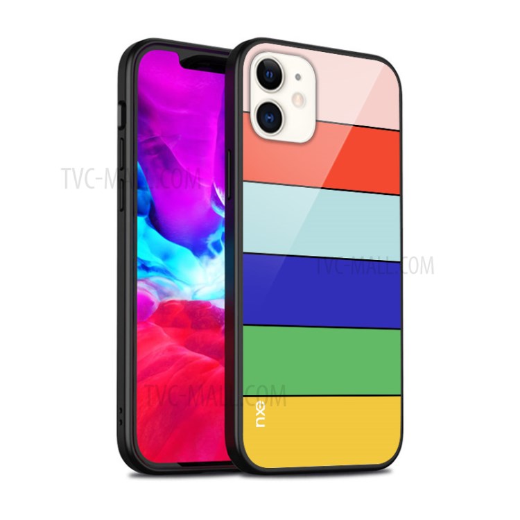 NXE Rainbow Series TPU + Tempered Glass Rainbow Pattern Phone Protector for iPhone 12 mini - Yellow-4
