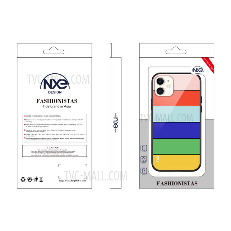 NXE Rainbow Series TPU + Tempered Glass Rainbow Pattern Phone Protector for iPhone 12 mini - Yellow-5