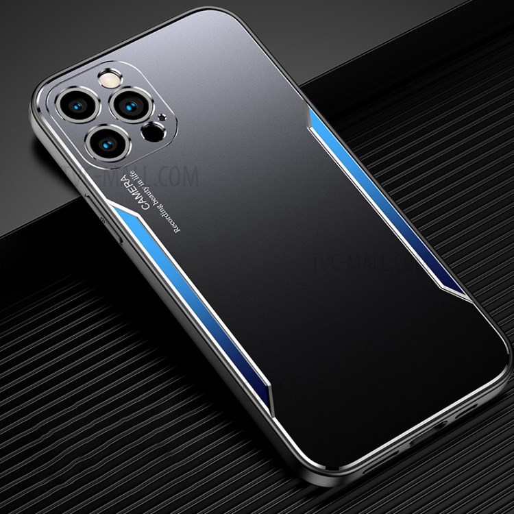 Hard Aluminum Alloy+TPU Hybrid Phone Case for iPhone 12 Pro Max - Blue-1