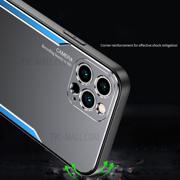 Hard Aluminum Alloy+TPU Hybrid Phone Case for iPhone 12 Pro Max - Blue-4