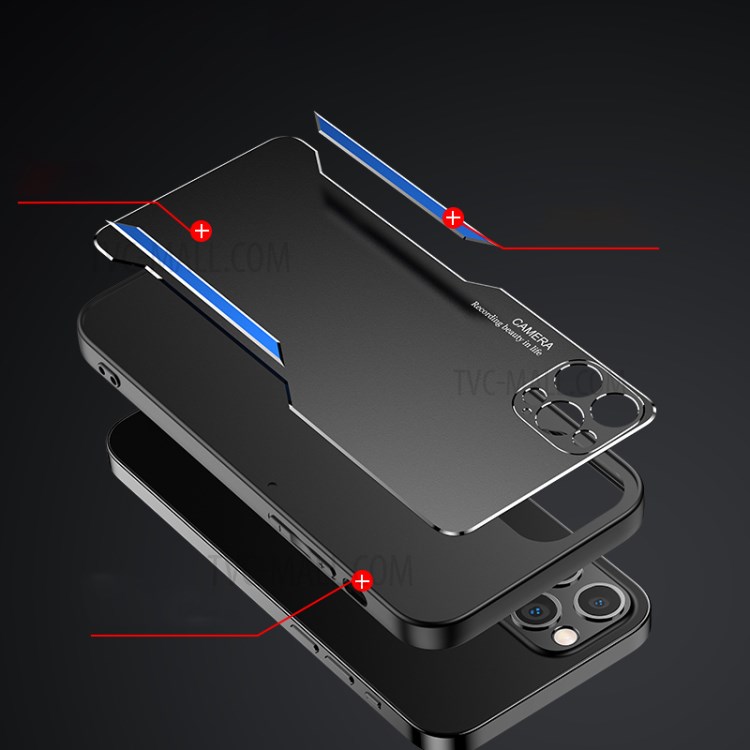 Hard Aluminum Alloy+TPU Hybrid Phone Case for iPhone 12 Pro Max - Blue-6