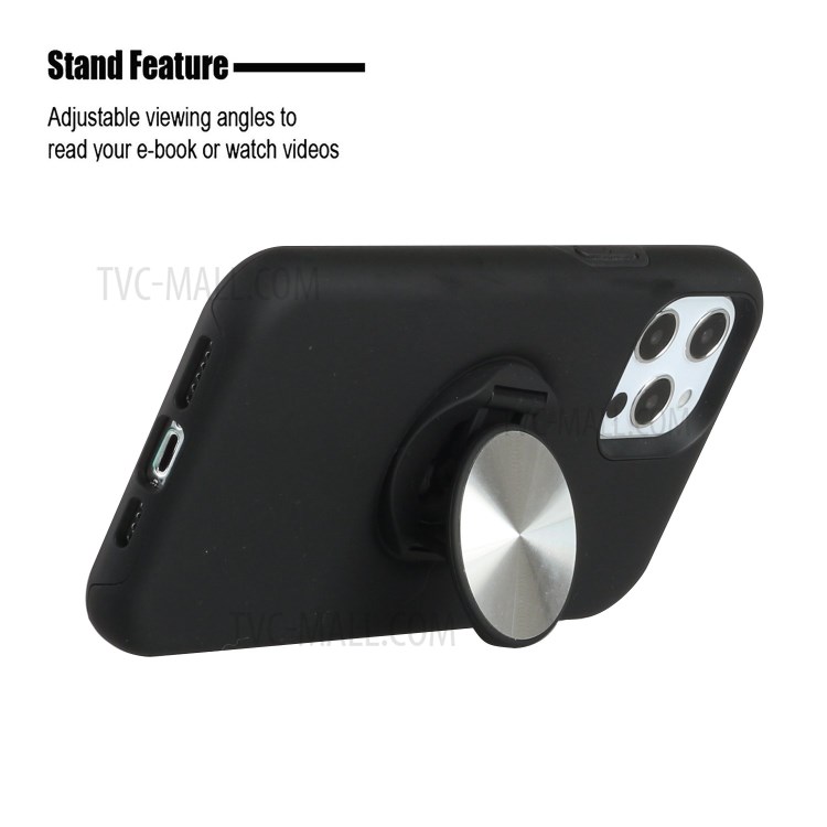 PC + TPU Cell Phone Case with Kickstand for iPhone 11 Pro Max - Black-2