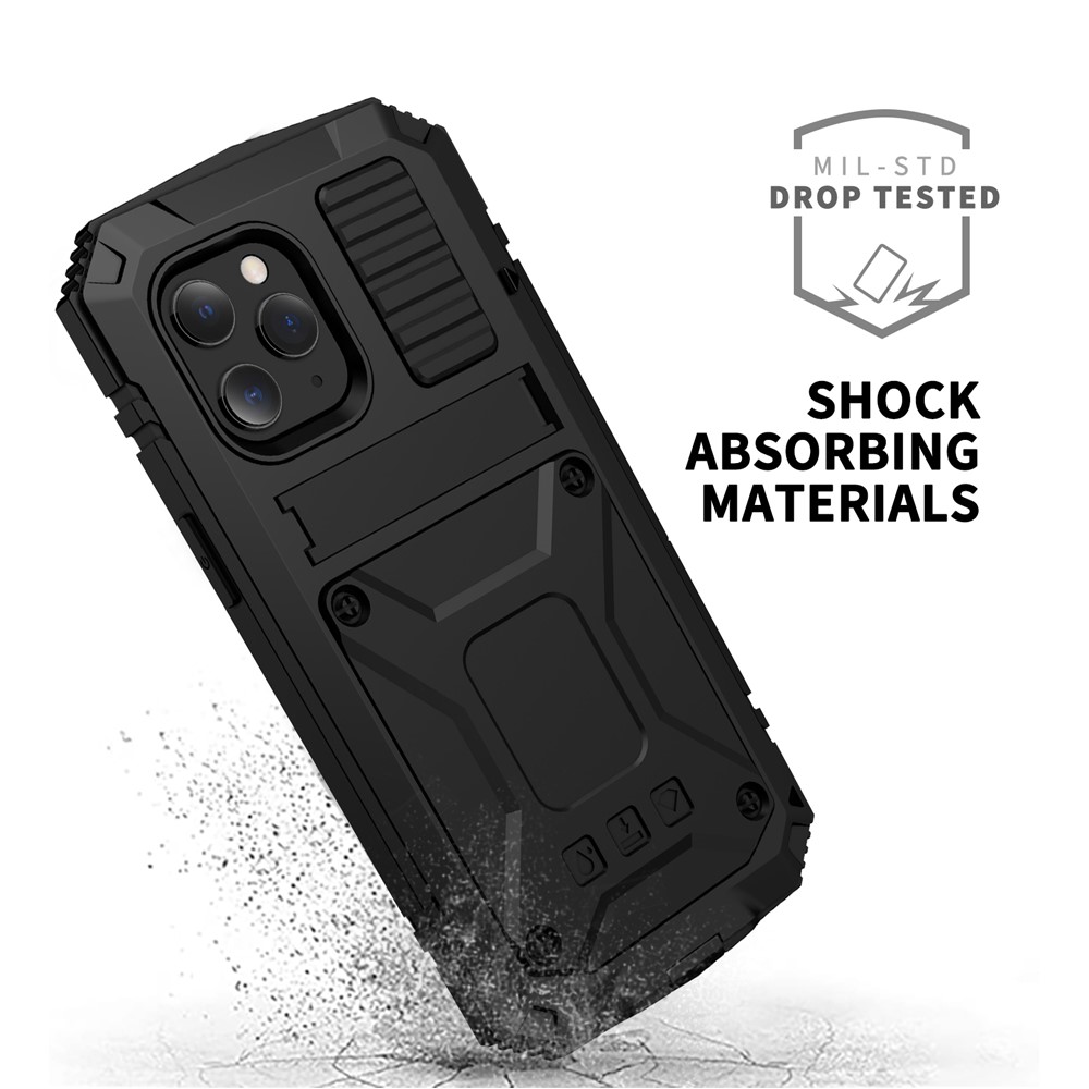 R-shock-shock Auro Prova di Protezione Impermeabile Per la Polvere Per Iphone 12 Pro/12 Shell Kickstand - Nero