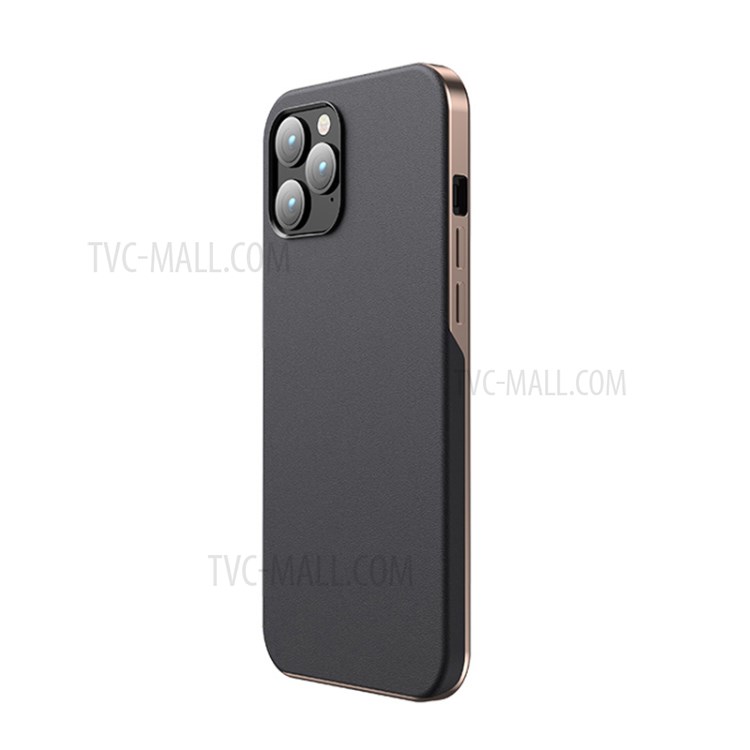 JOYROOM Leather Texture Plating TPU Shell for iPhone 12 mini Case - Black-1