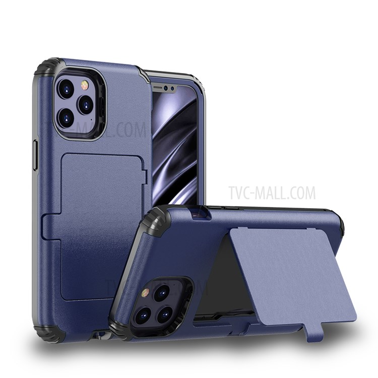 Shop Shockproof Card Holder Mirror Pc Tpu Combo Cover Case For Iphone 12 Mini Navy Blue From China Tvc Mall Com
