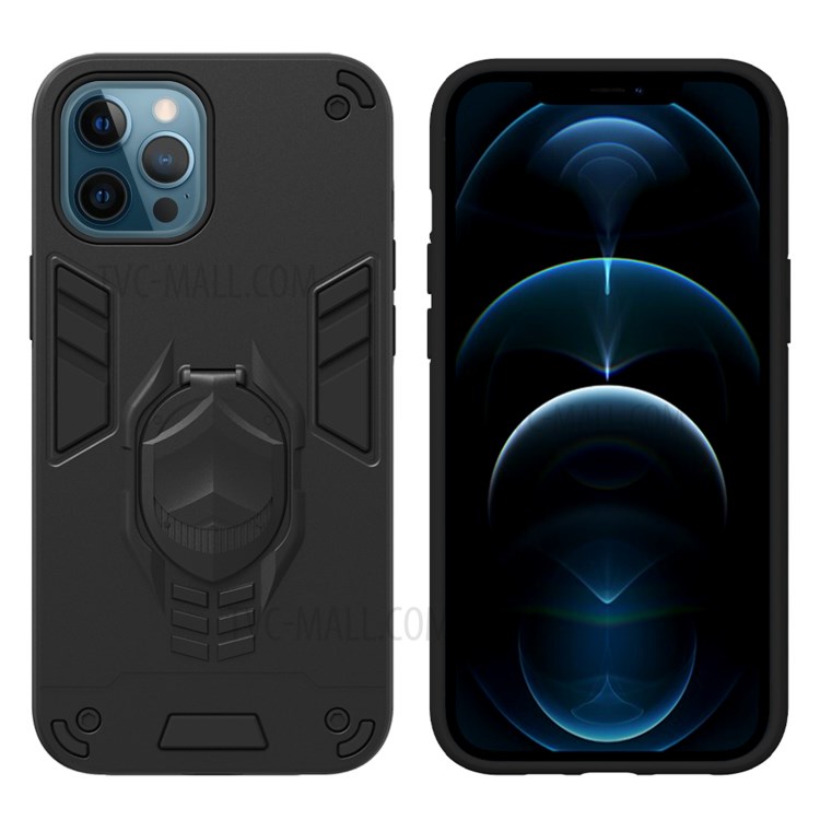 Shockproof PC + TPU Phone Case with Kickstand for iPhone 12 Pro Max - Black-2