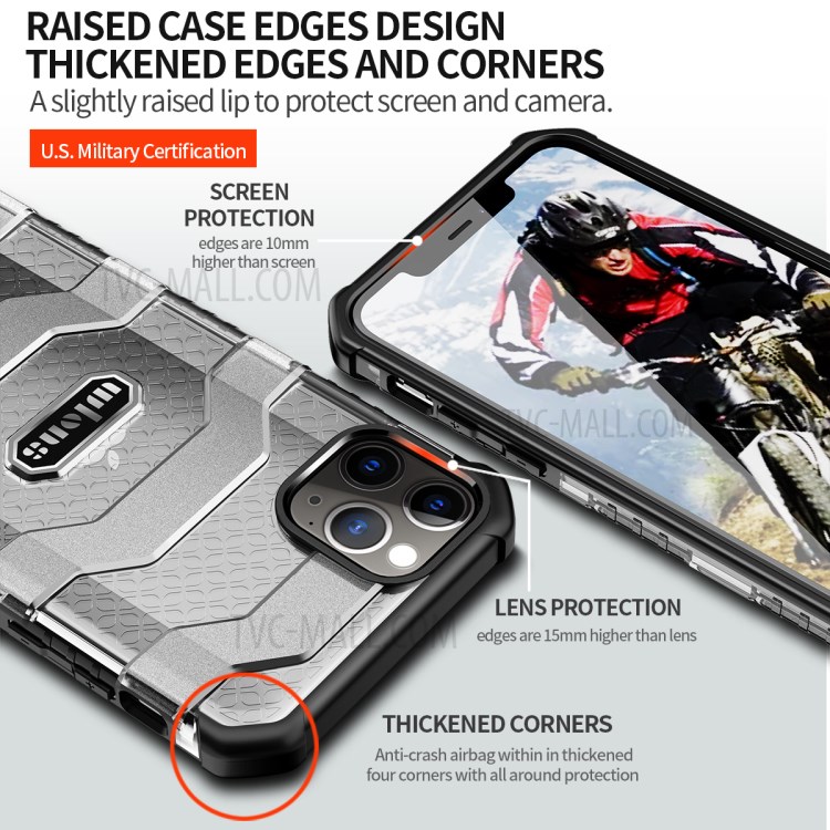 Explorer Series Non-slip Hard PC + TPU Protector Hybrid Shell for iPhone 12 Pro Max - Black-4